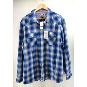 Desert Son Flag & Anthem Plaid Short Sleeve‎ Pearl Snap Western Shirt 2XL